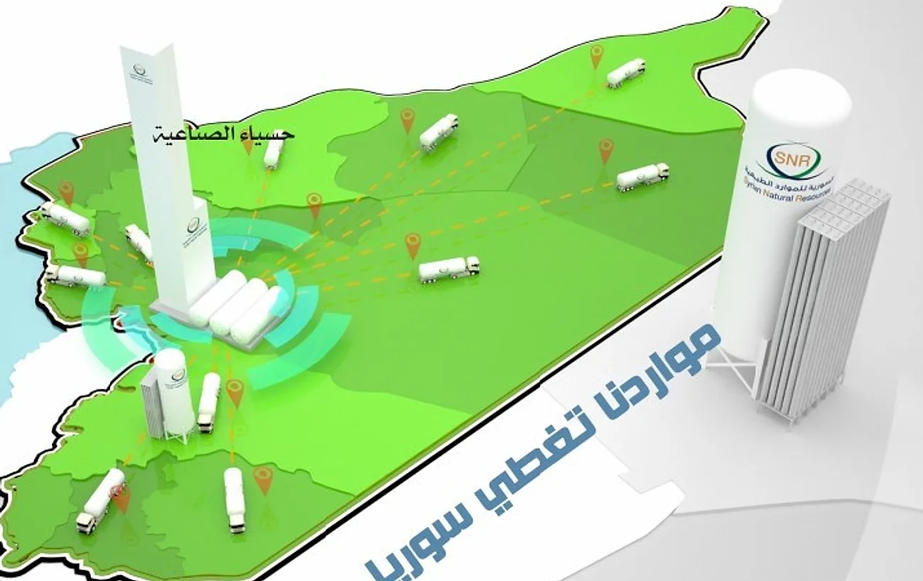 خريطة سوريا مع موقع مدينة حسياء الصناعية